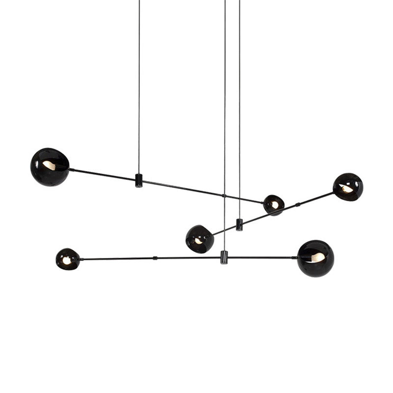 Contemporary Molecule Pendant Light Cast Iron 6 Heads Black Bedroom Chandelier Lighting Fixture