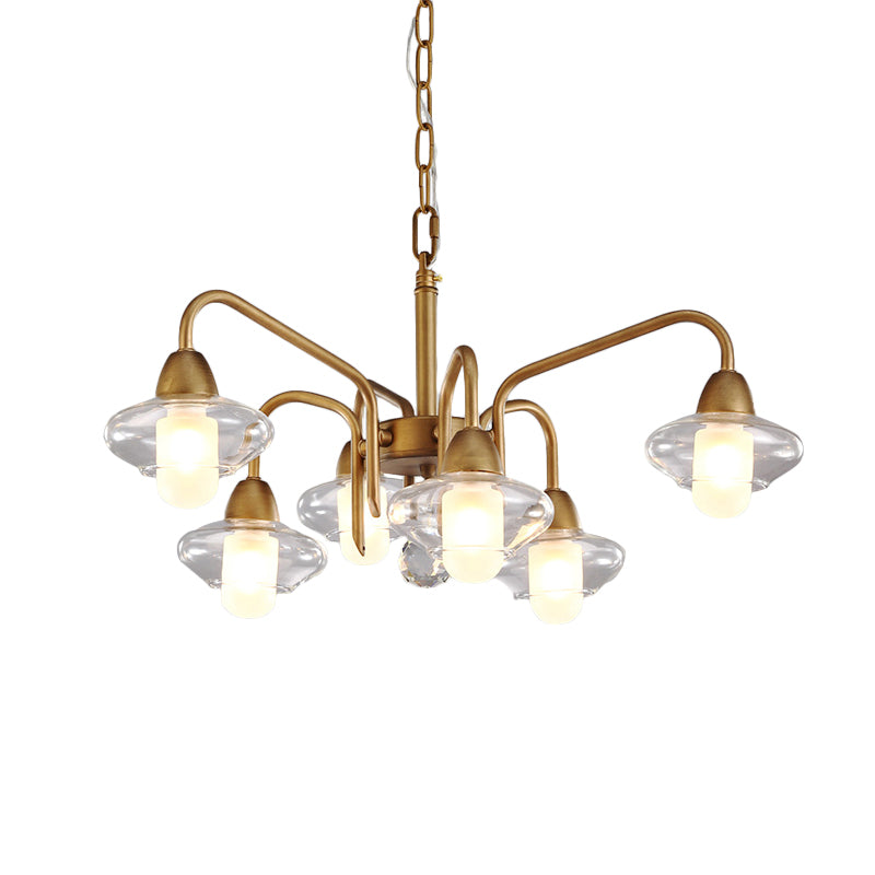 Elliptical Frosted Glass Light Chandelier Modern 6-Light Dining Room Pendant Lighting