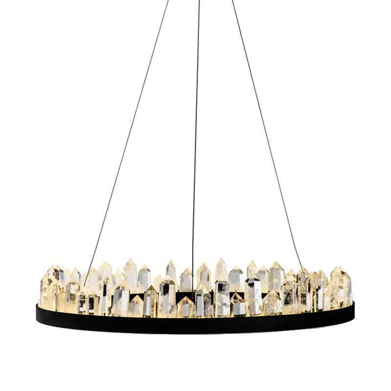 Pendre en cristal lustre contemporain LED noir suspendu plafonnier en lumière chaude / blanc pour le salon