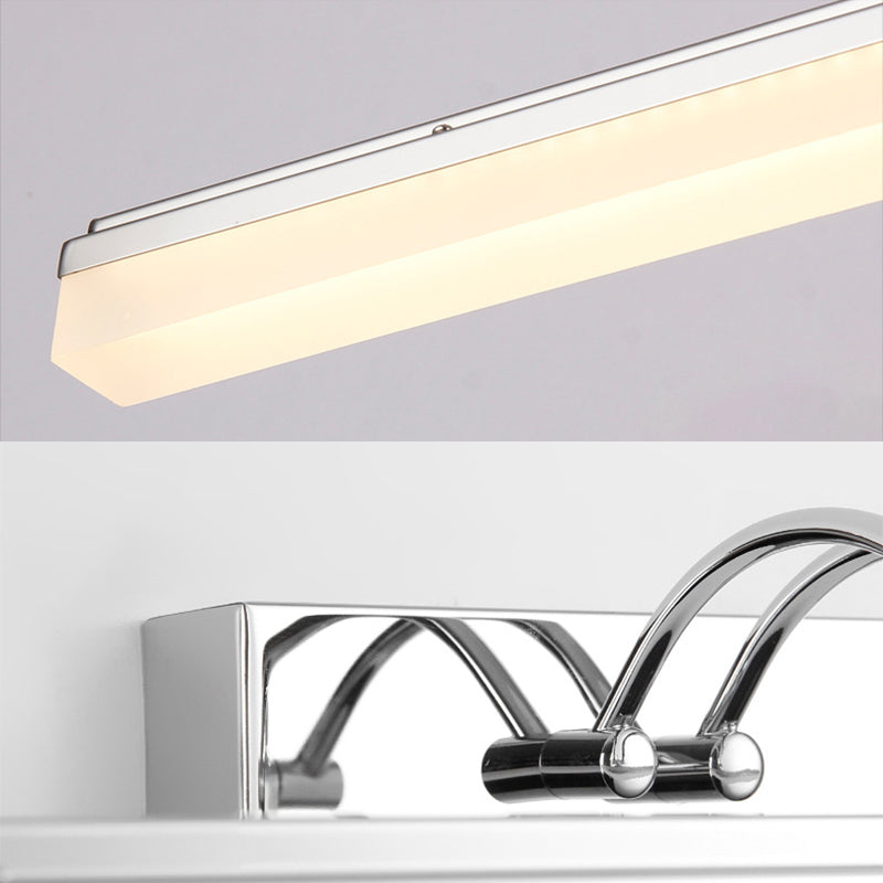 Iluminación de tocador de baño LED con tono acrílico lineal Luz de pared plateada Spl Donce con luz cálida/blanca, 19 "/23" de ancho