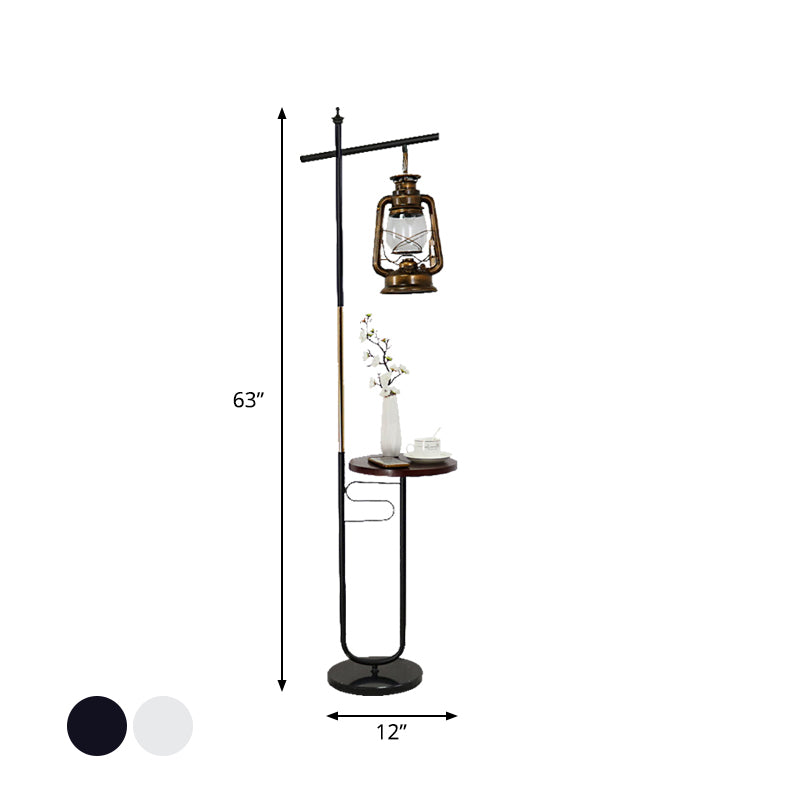 Kerosene Lamp Living Room Floor Light Antiqued Clear Glass Black/White LED Standing Lighting