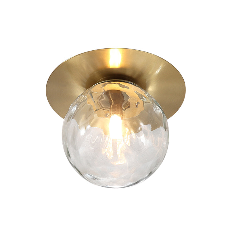 Mini LED Flush Light Simplicity Foyer Ceiling Flush Mount with Ball Clear Glass Shade in Gold