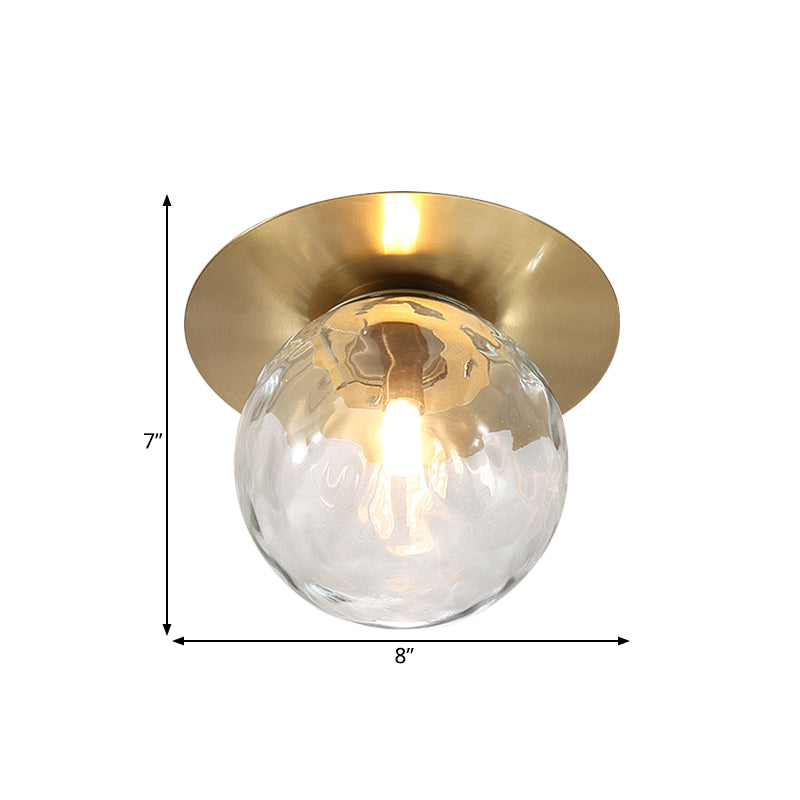 Mini LED Flush Light Simplicity Foyer Ceiling Flush Mount with Ball Clear Glass Shade in Gold