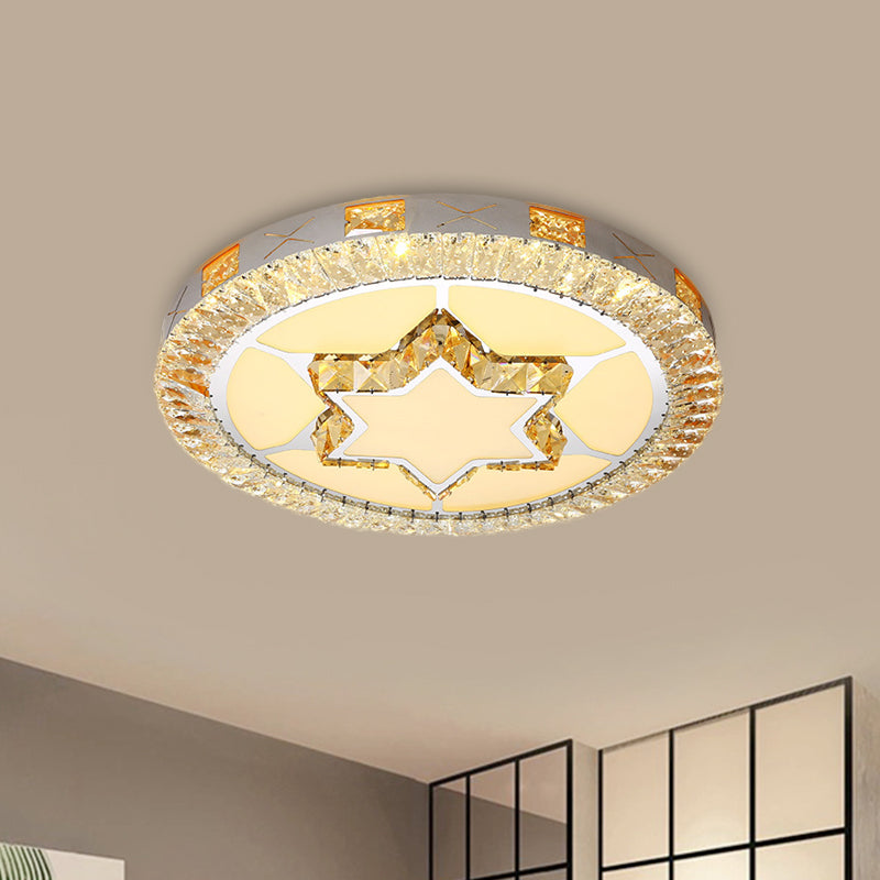 Clear Inlaid Crystal LED Ceiling Light Modern Chrome Diamond/Flower/Star Bedroom Flush-Mount Light Fixture