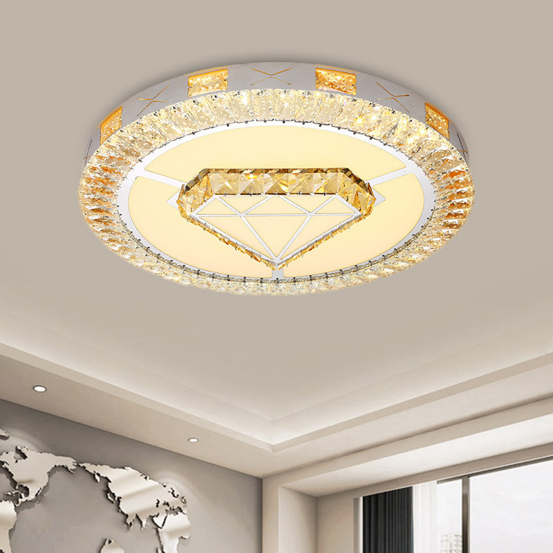 Clear Inlaid Crystal LED Ceiling Light Modern Chrome Diamond/Flower/Star Bedroom Flush-Mount Light Fixture