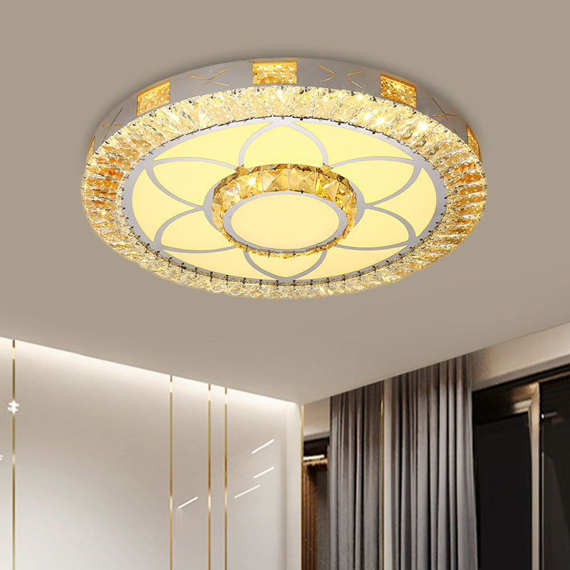 Lámpara de techo LED de cristal con incrustaciones transparentes, lámpara empotrada moderna cromada con diamante/flor/estrella para dormitorio