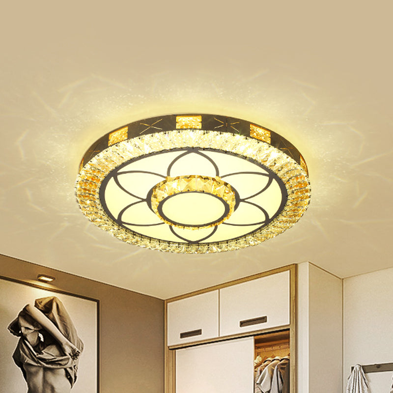 Clear Inlaid Crystal LED Ceiling Light Modern Chrome Diamond/Flower/Star Bedroom Flush-Mount Light Fixture