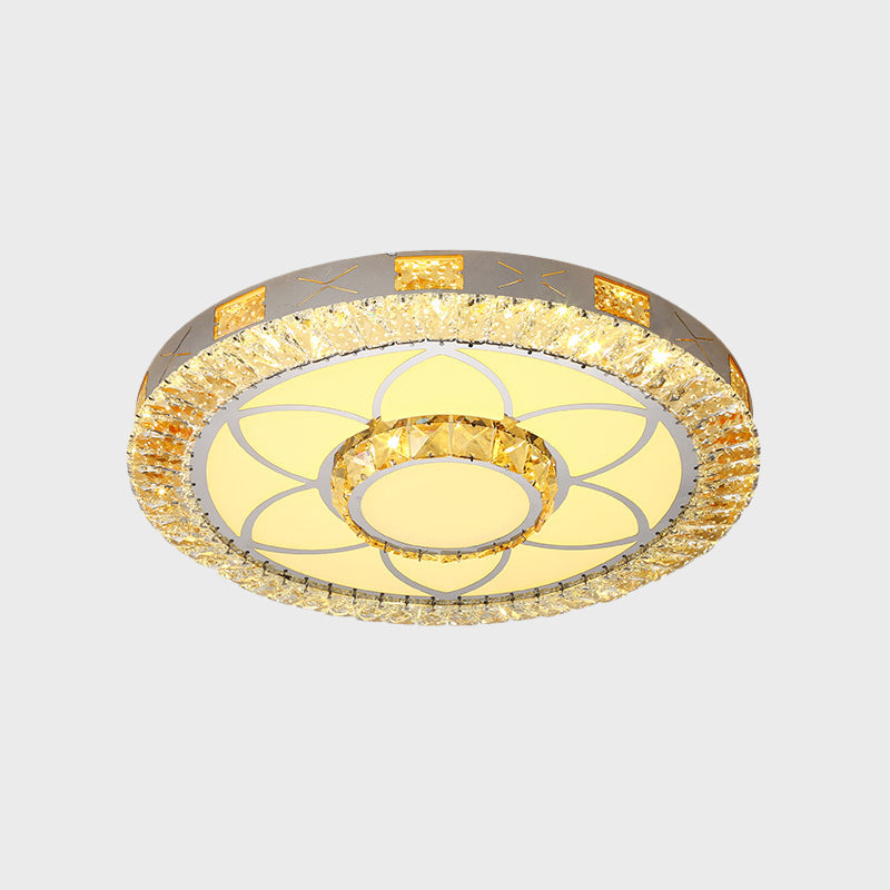 Clear Inlaid Crystal LED Ceiling Light Modern Chrome Diamond/Flower/Star Bedroom Flush-Mount Light Fixture