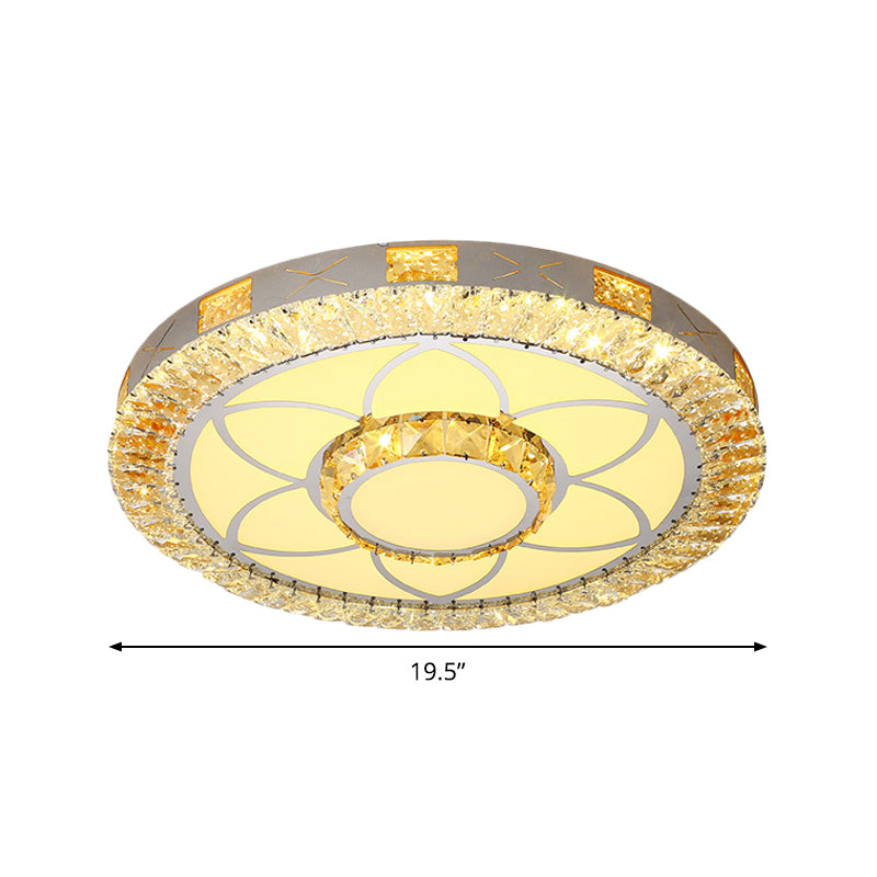 Lámpara de techo LED de cristal con incrustaciones transparentes, lámpara empotrada moderna cromada con diamante/flor/estrella para dormitorio