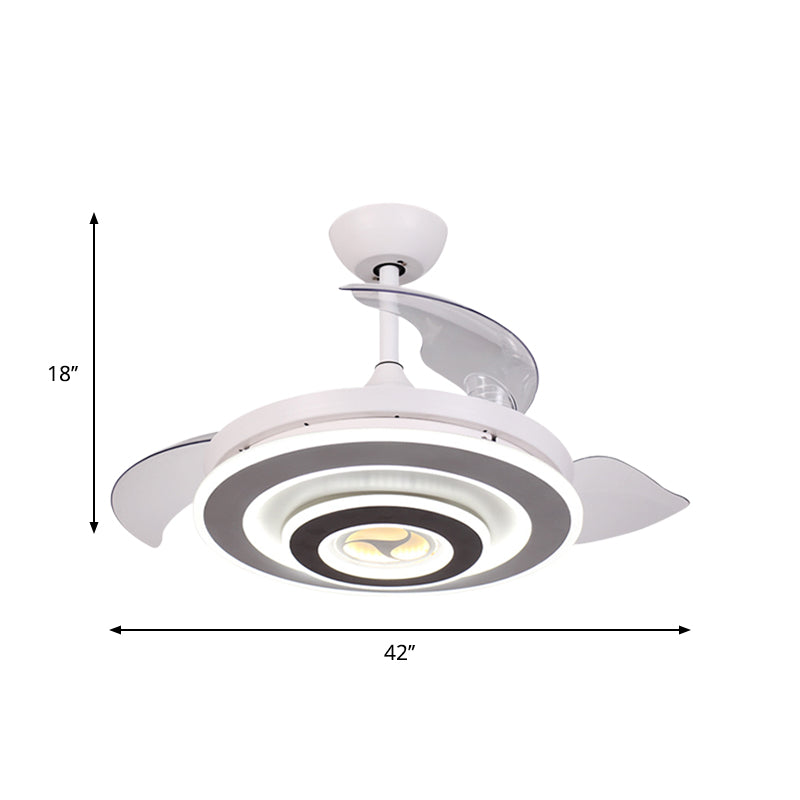 Ring plafondventilatorverlichting eenvoud acryl 18 "brede led witte semi -spoelmontage licht met 3 heldere tinten