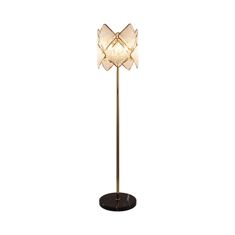 Ronde salon staande vloerlamp modern helder kristalstrand 1 kop goud/chroom vloerlicht met rhombusontwerp