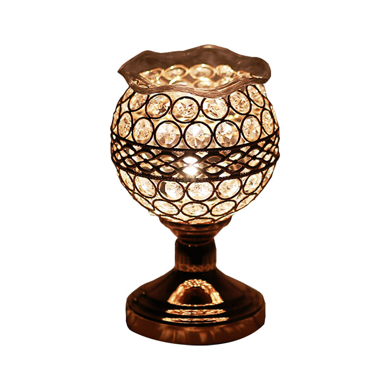 Cylinder/Round/Square Night Table Light Modernism Crystal Encrusted Single Bulb Gold Nightstand Lamp