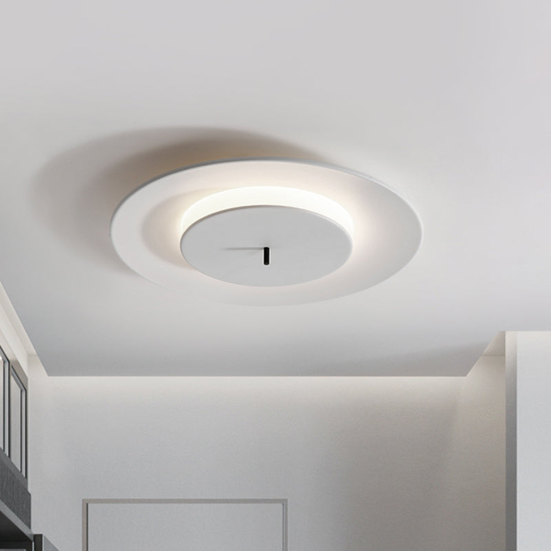 Fer 2-Couche ronde Thin Ceiling Éclairage Macaron Rose / Noir / Blanc LED Flush Fixture en 3 Lumière