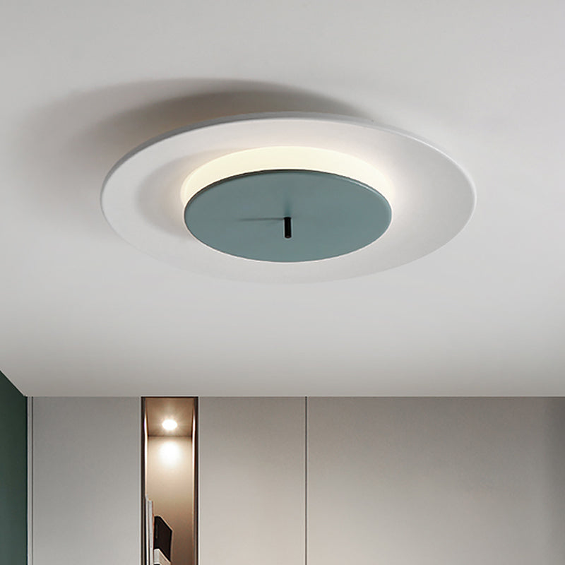 Fer 2-Couche ronde Thin Ceiling Éclairage Macaron Rose / Noir / Blanc LED Flush Fixture en 3 Lumière