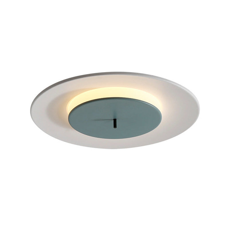 Fer 2-Couche ronde Thin Ceiling Éclairage Macaron Rose / Noir / Blanc LED Flush Fixture en 3 Lumière