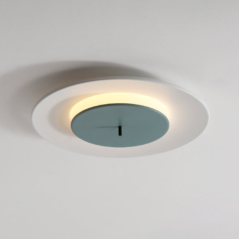 Fer 2-Couche ronde Thin Ceiling Éclairage Macaron Rose / Noir / Blanc LED Flush Fixture en 3 Lumière