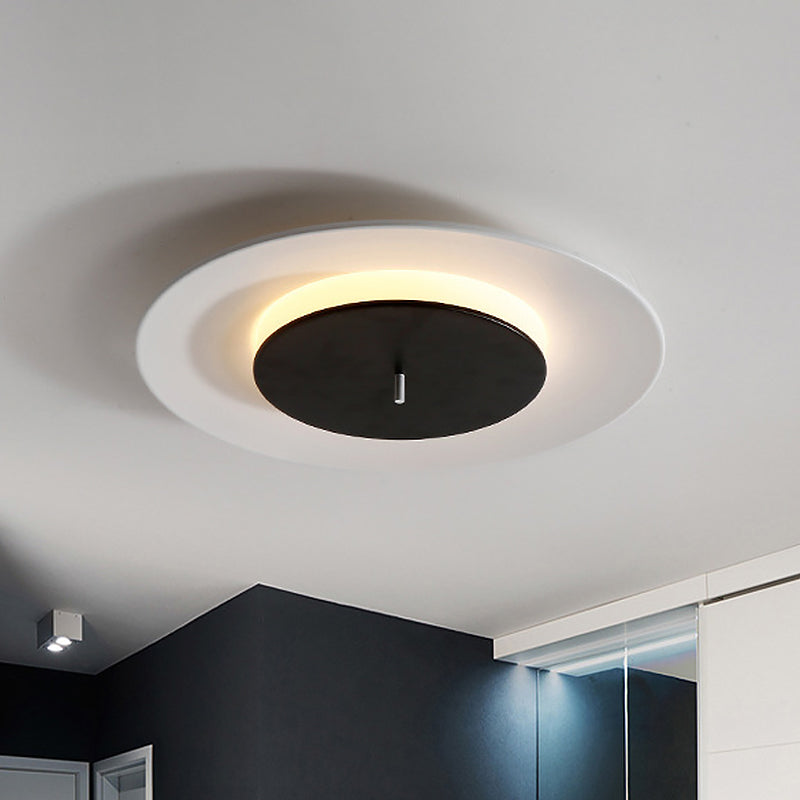 Fer 2-Couche ronde Thin Ceiling Éclairage Macaron Rose / Noir / Blanc LED Flush Fixture en 3 Lumière