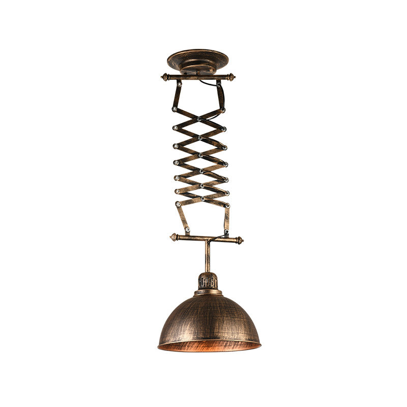 Bronze Bowl Drop Lamp Industrial Iron 1-Light Clothing Store Ceiling Light with Extendable Arm