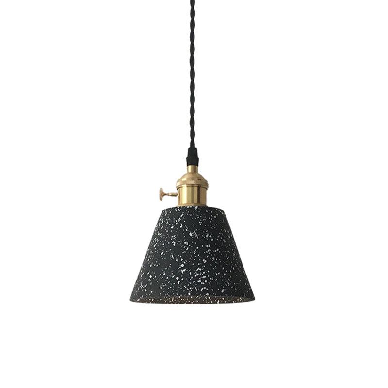 Black Tapered Ceiling Suspension Lamp Industrial Cement 1-Head Living Room Pendant Light Fixture