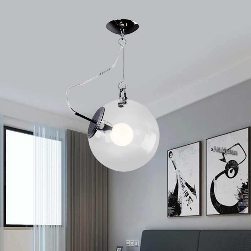 Small Globe Clear Glass Flushmount Minimalism Single Chrome Semi Flush Mount Ceiling Light