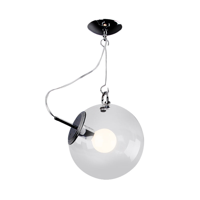 Pequeño globo de vidrio transparente Flushmount Minimalismo Uno cromo cromo semi flush monte luz de techo