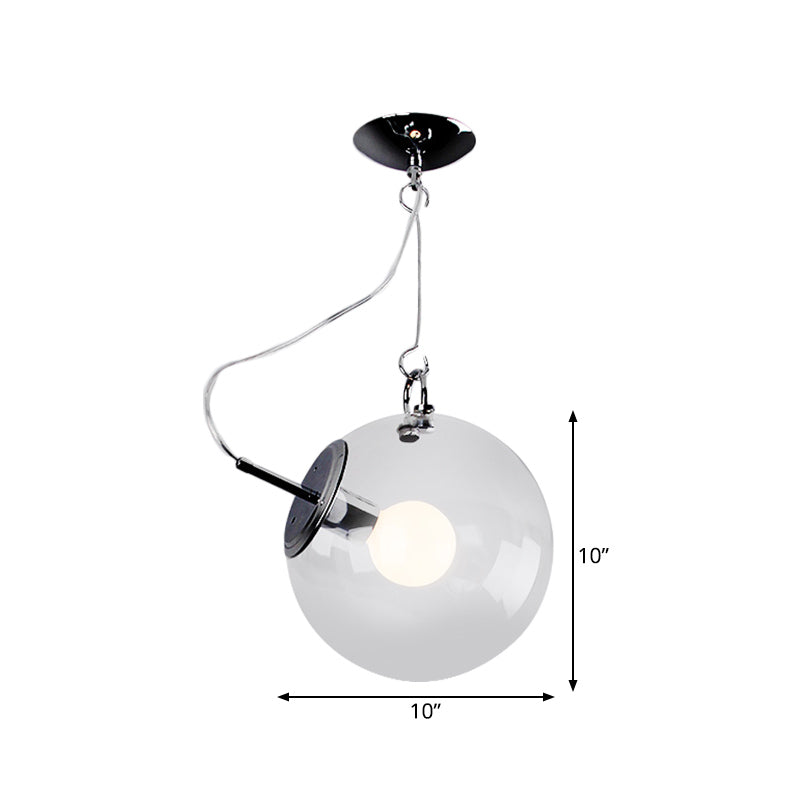 Pequeño globo de vidrio transparente Flushmount Minimalismo Uno cromo cromo semi flush monte luz de techo