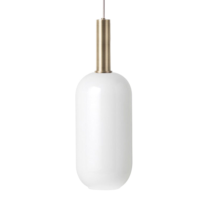 Opal Matte Verre oblong Plafond pendentif minimaliste 1 kit de lampe suspendue en laiton léger sur la table