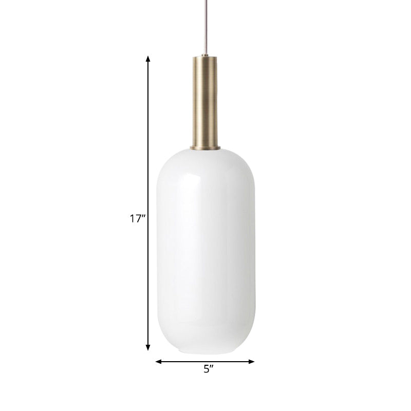 Opal Matte Verre oblong Plafond pendentif minimaliste 1 kit de lampe suspendue en laiton léger sur la table