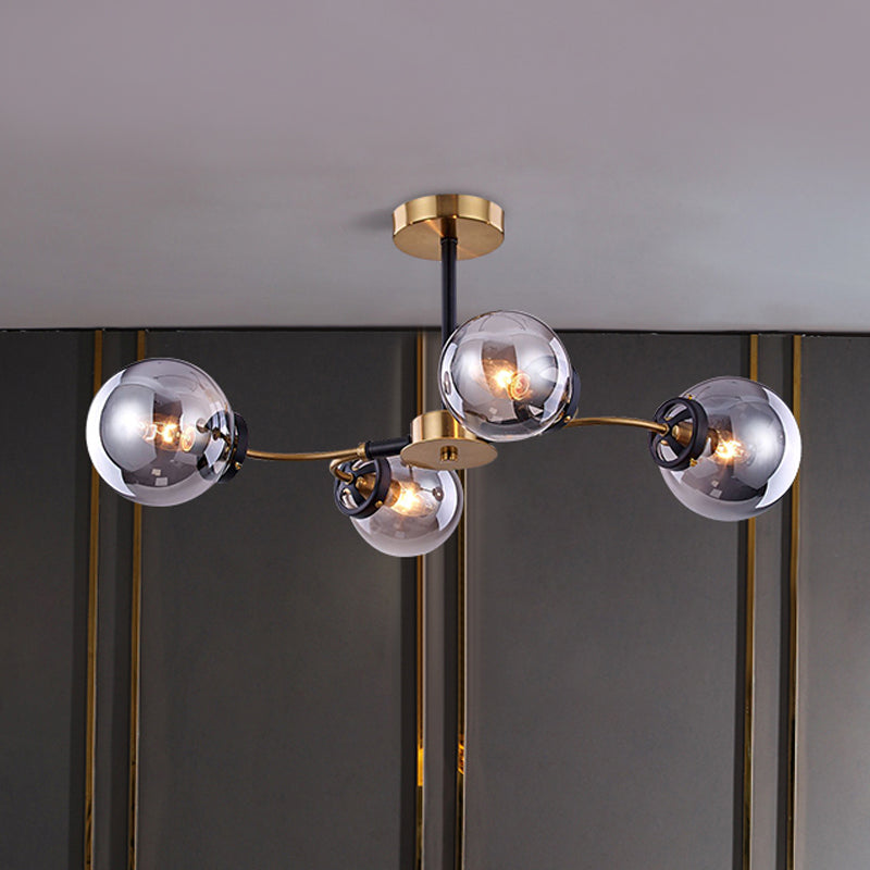 Swirling Swirling Semi Flush Light Smoke Grey Verre 4 Bulbes Bulbs Chambre Plafond Éclairage