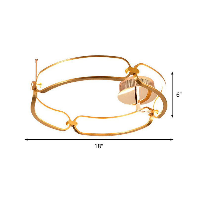 Bracciale modernista Montaggio a incasso in alluminio Sala da pranzo da soffitto 18"/23,5" Ampia luce a incasso a LED in oro, luce calda/bianca