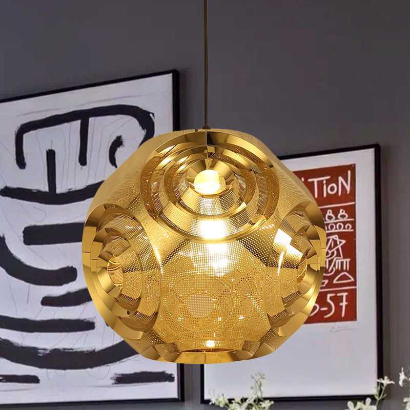 Sphère en acier inoxydable Lampe à pentence coloniale 1 tête de cafée de suspension avec conception de découpe en chrome / or / rose or, 11 "/ 15" W