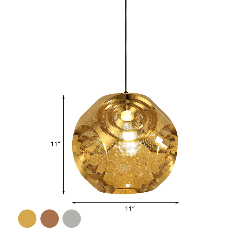 Sfera in acciaio inossidabile lampada a ciondolo a sospensione coloniale a 1 testa la spia di sospensione con compimento in cromo/oro/oro rosa, 11 "/15" W