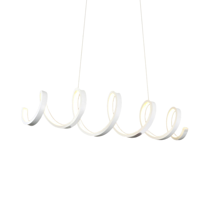 Pendre de lustre à LED moderniste enroulé enroulé blanc dans une lumière chaude / blanche / naturelle pour la salle à manger