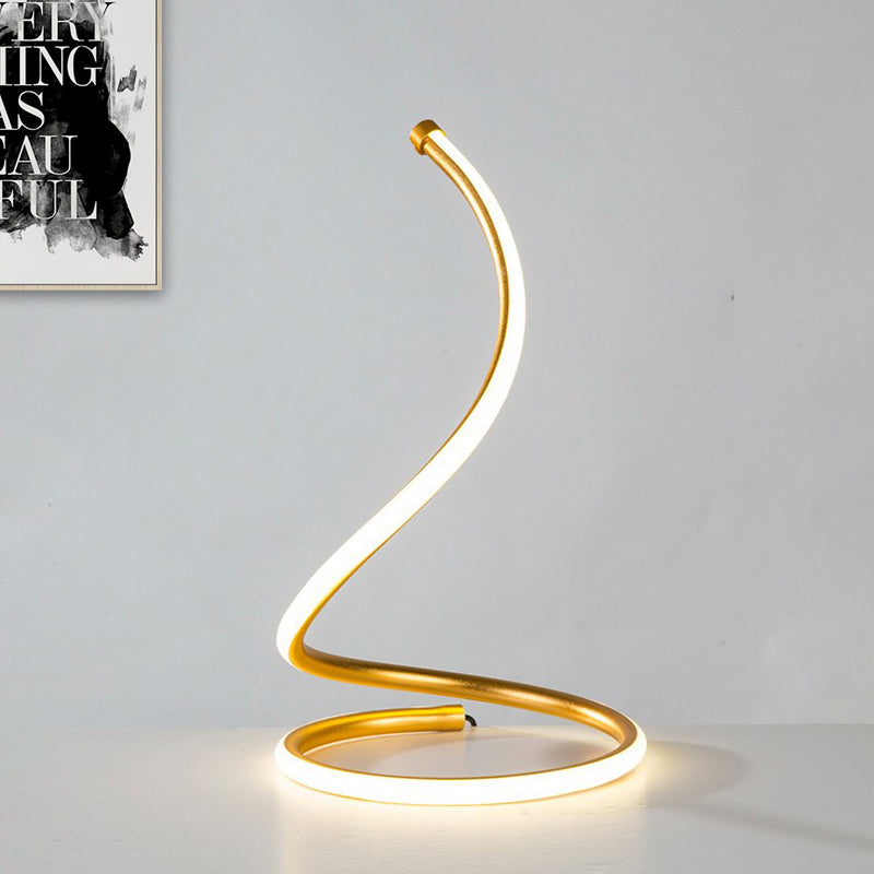 Spiral Silica Gel Night Light Simplicity Novelty Golden LED Table Lamp for Bedroom