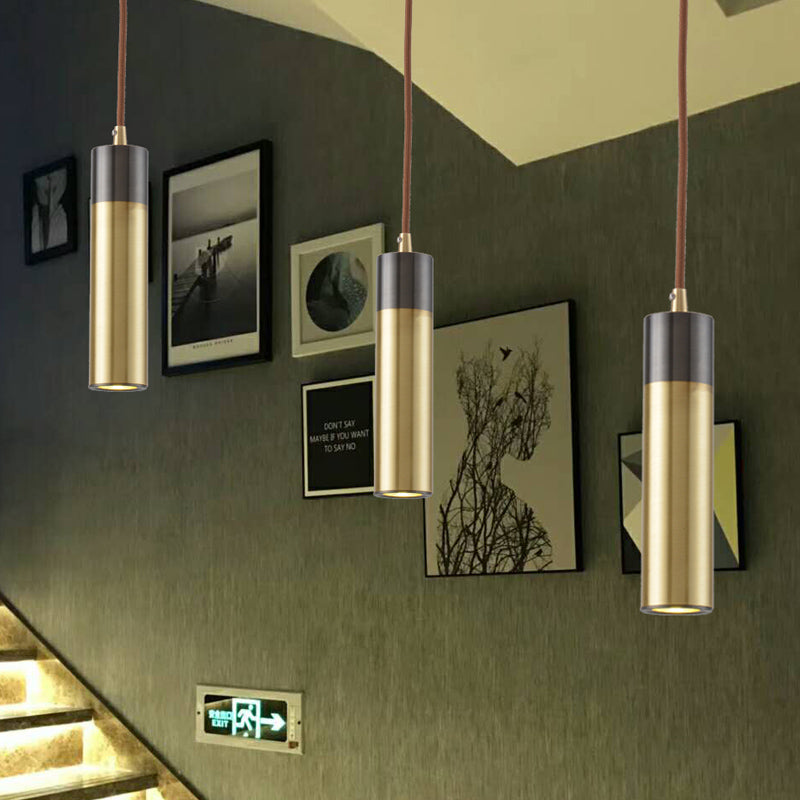 Colonne Bar Bar Hanging Light Kit Metal 1-Light Postmodern Plafond Pendant en laiton-noir