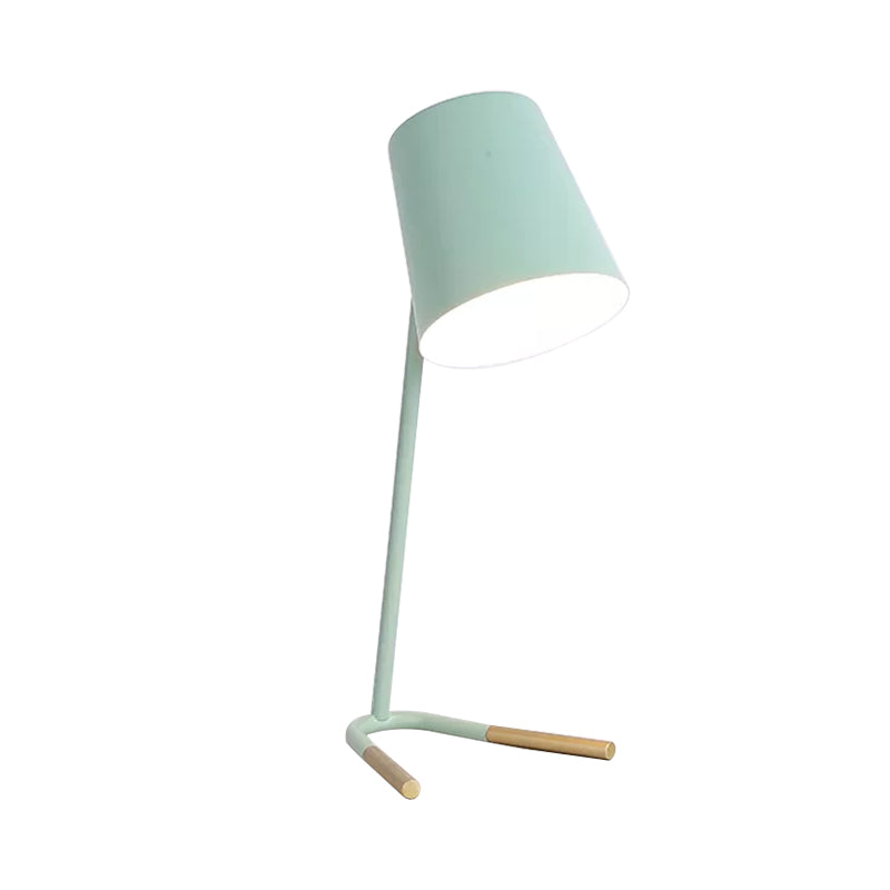 Pink/Green Tapered Nightstand Light Macaron 1 Head Iron Table Lighting with Swivelable Design and Fork Base