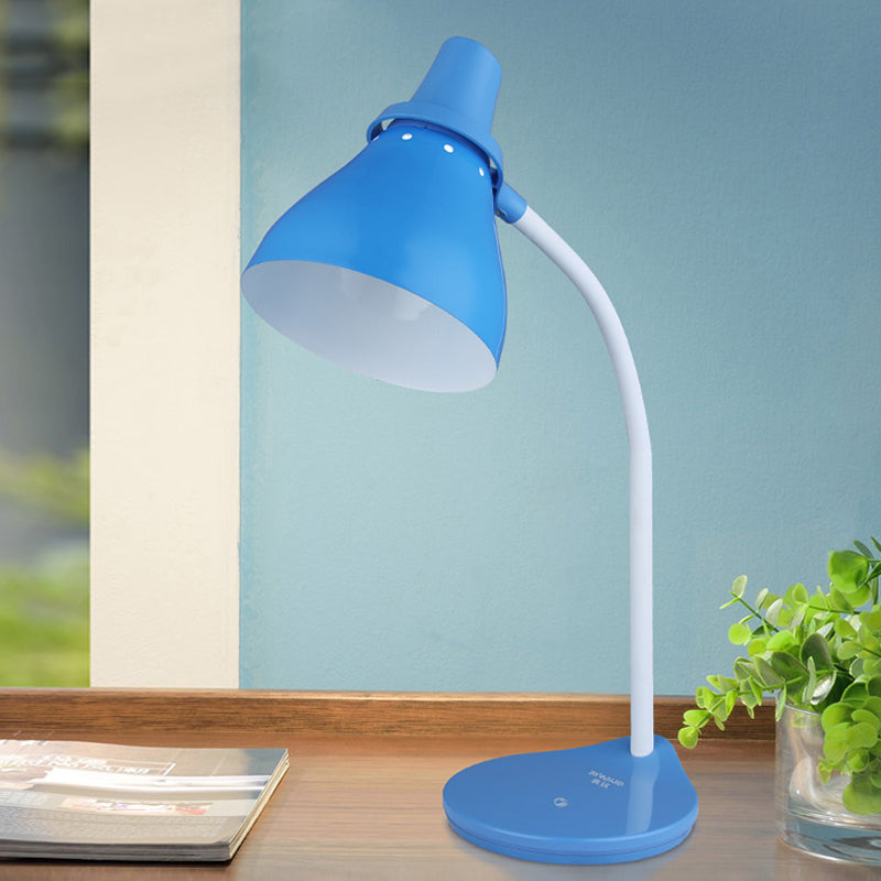 Horn Iron Bendable Reading Light Macaron 1 Light Blue Desk Lamp with Touch Dimmer Switch