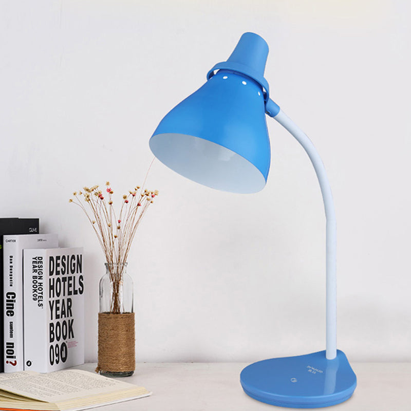 Horn Iron Bendable Reading Light Macaron 1 Light Blue Desk Lamp with Touch Dimmer Switch