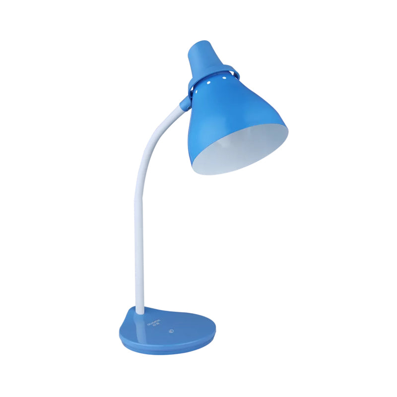 Horn Iron Bendable Reading Light Macaron 1 Light Blue Desk Lamp with Touch Dimmer Switch