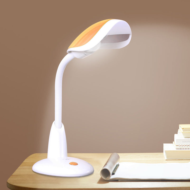 Shell Swing Arm Task Light Modern Metal Single Study Room Reading Book Light in White-Orange