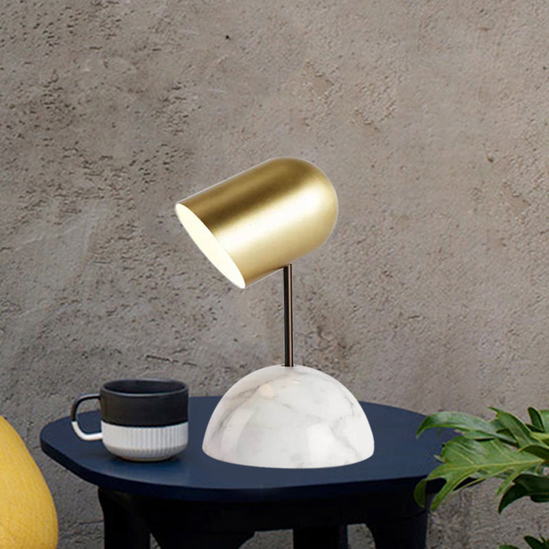 Marble Dome Table Light Postmodern 1 Head Nightstand Light with Angled Elongated Lampshade in Gold