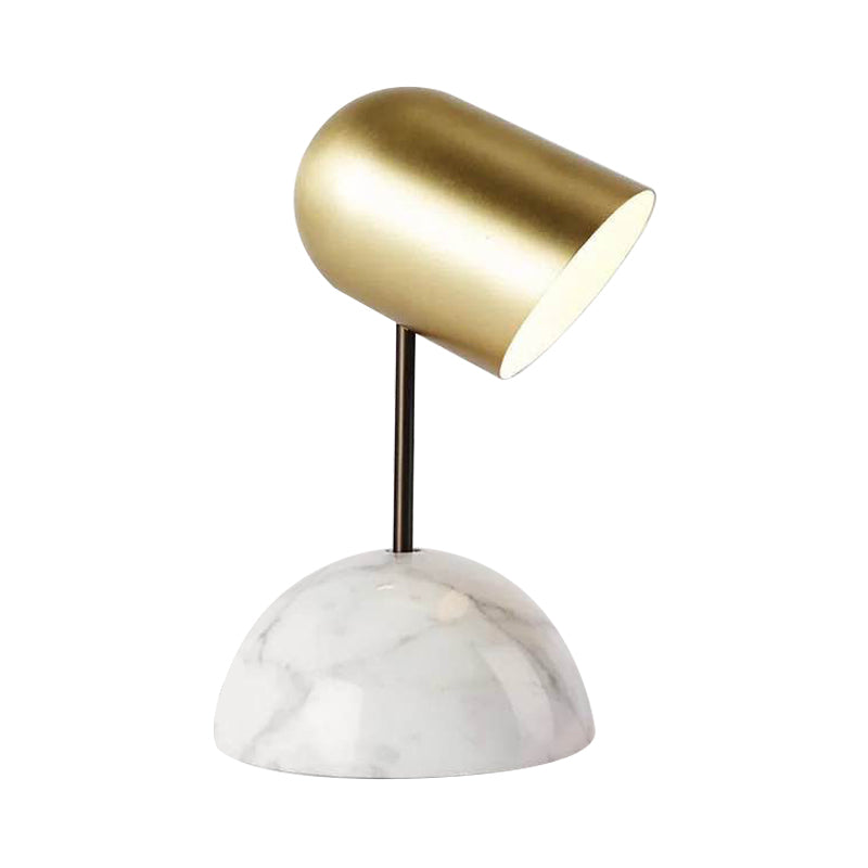 Marble Dome Table Light Postmodern 1 Head Nightstand Light with Angled Elongated Lampshade in Gold