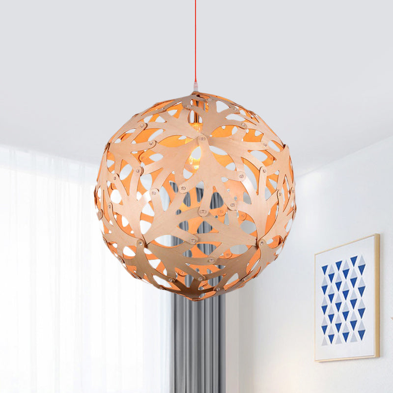 Luce a sospensione a ciondolo a globo scavato Modern Bamboo Incepriato 1 Lampada a sospensione del soffitto in legno