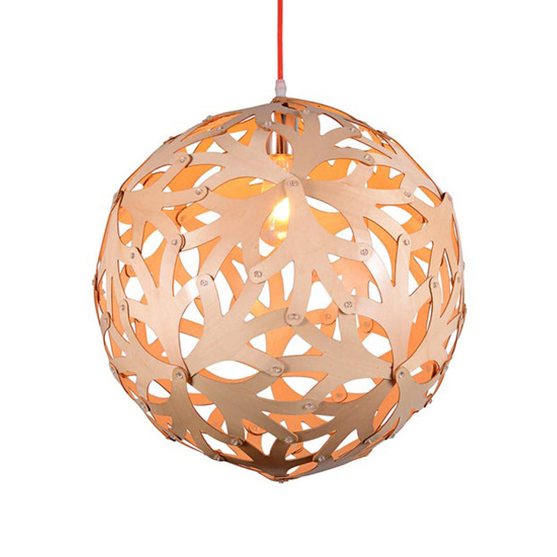 Luce a sospensione a ciondolo a globo scavato Modern Bamboo Incepriato 1 Lampada a sospensione del soffitto in legno