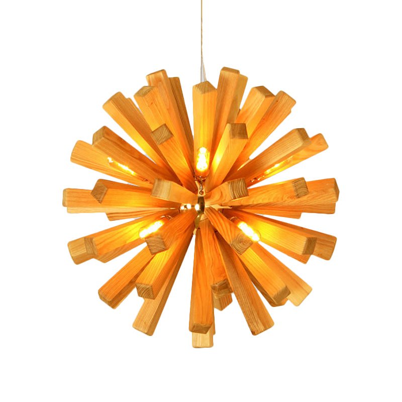 Starburst Plafond Pendant Asian Creative Wood 1 Restaurant de bulbe Hanging Light Aymer