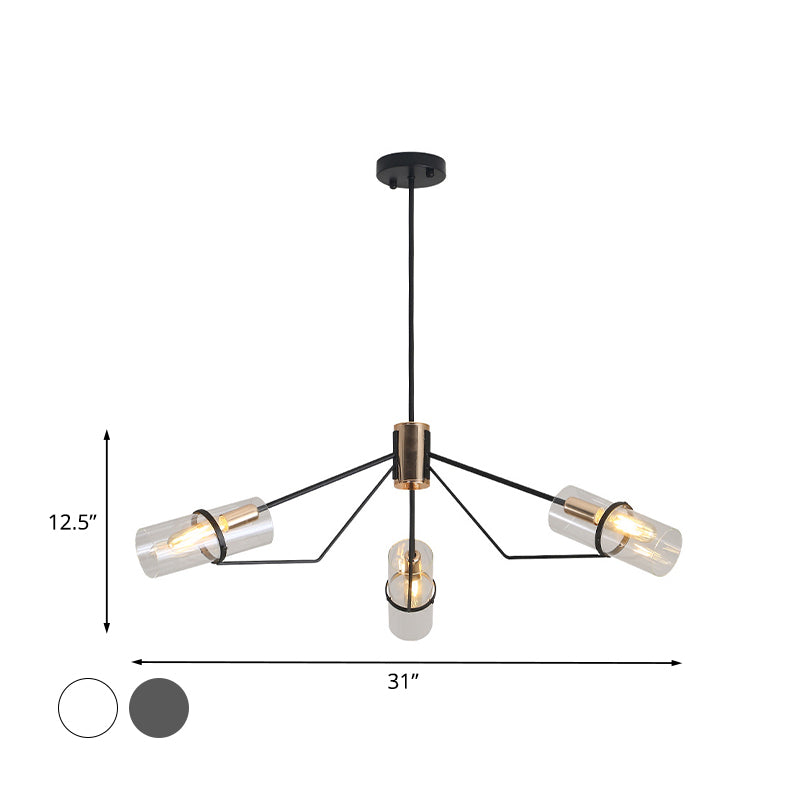 Sputnik helder/rookglas kroonluchter industrieel 3/6 kops slaapkamer hangende lamp in het zwart