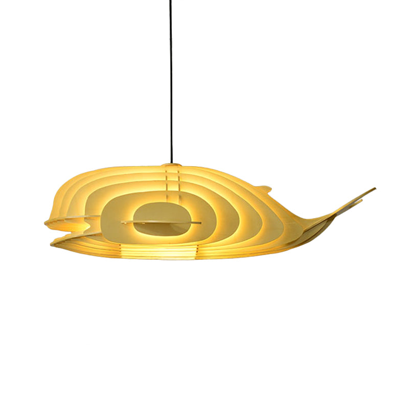 Baleine de style japonais Wood Pendant 1 TEAUX Sushi Restaurant la lampe suspendue en beige