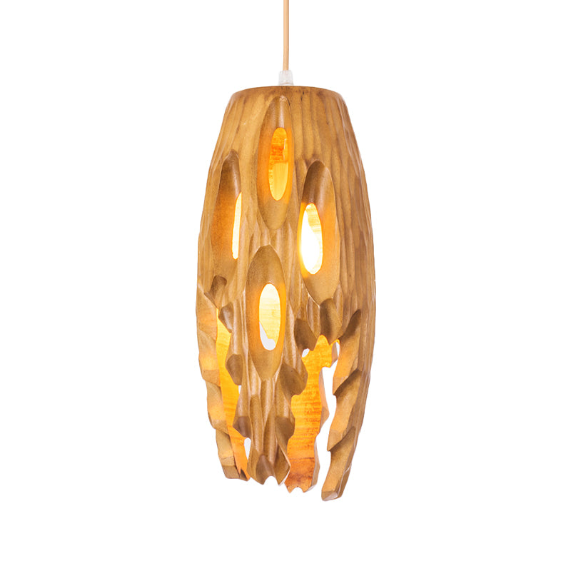 Ritagli cilindrici Bistro Pendulum Light Wood 1 Light Lodge Light Affermazione Luce del soffitto