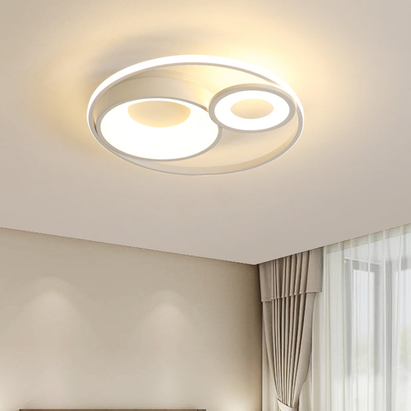 3 Circles Hotel Ceiling Lighting Metallic Nordic 16"/19.5" Wide LED Flush Mount Fixture in Warm/White Light, Black/White