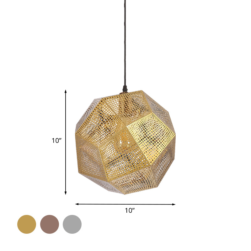 10 "/12,5" W 1 Bulbe Éclairage pendentif éclairage rétro Globe en acier inoxydable Pendulum en chrome / or avec conception d'épissure